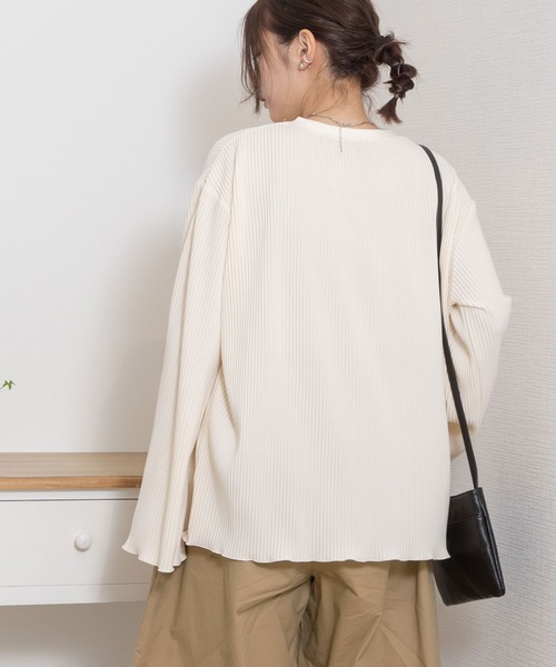 POU DOU DOU(プードゥドゥ)の「トリコットプリーツロンTee(Tシャツ/カットソー・レディース・オフホワイト/ブルー/ライトグリーン・3)」の20枚目の写真