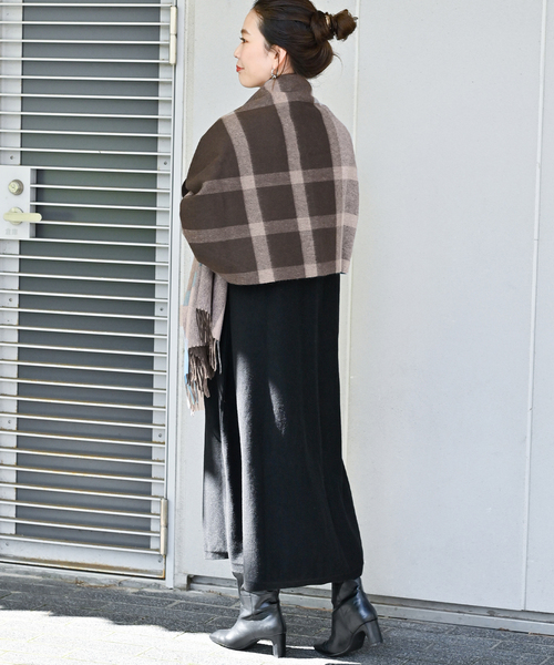 B.C STOCK（ベーセーストック）の「チェックマフラー（マフラー・レディース・ブラック/ネイビー/ブラウン/チャコールグレー・FREE）」の12枚目の写真