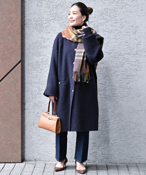 B.C STOCK（ベーセーストック）の「チェックマフラー（マフラー・レディース・ブラック/ネイビー/ブラウン/チャコールグレー・FREE）」の16枚目の写真