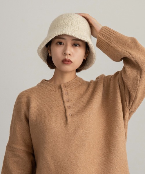 Amiur（エミレ）の「boa crochet hat / ボアクロッシェハット（ハット・レディース・ブラウン/アイボリー/ブラック・FREE）」の4枚目の写真