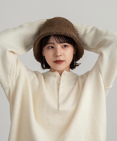 Amiur（エミレ）の「boa crochet hat / ボアクロッシェハット（ハット・レディース・ブラウン/アイボリー/ブラック・FREE）」の6枚目の写真