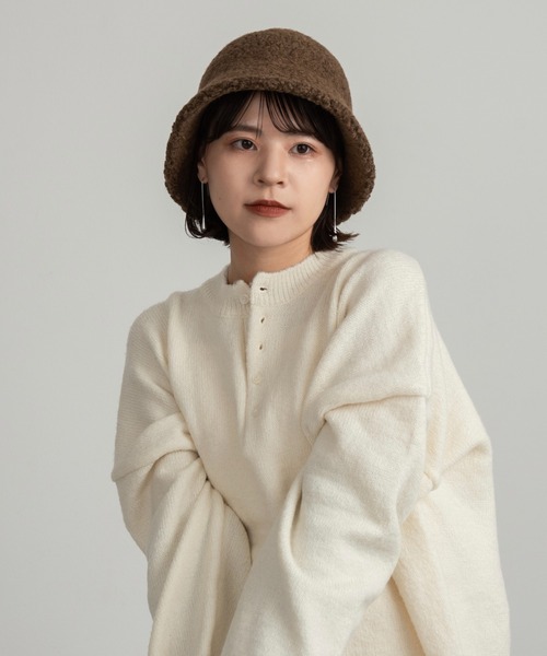 Amiur（エミレ）の「boa crochet hat / ボアクロッシェハット（ハット・レディース・ブラウン/アイボリー/ブラック・FREE）」の7枚目の写真