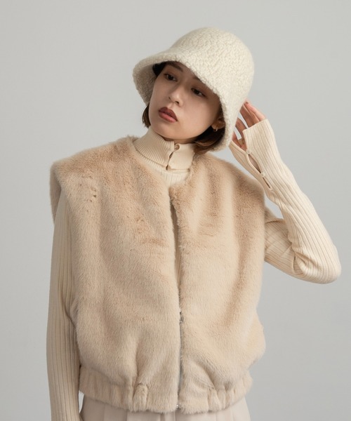 Amiur（エミレ）の「boa crochet hat / ボアクロッシェハット（ハット・レディース・ブラウン/アイボリー/ブラック・FREE）」の11枚目の写真