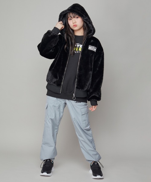 SISTER JENNI(SISTER JENNI)の「フェイクファータテロゴZIPパーカー(その他アウター・キッズ・ブラック/オフホワイト・130cm/140cm/160cm/150cm)」の5枚目の写真