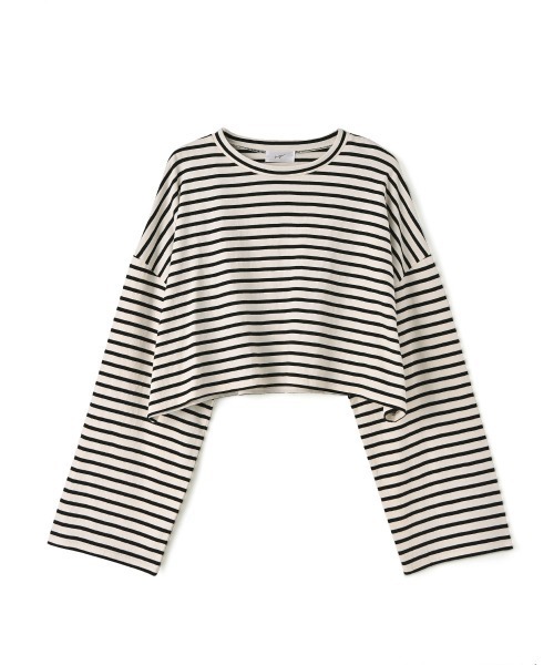 marjour（マージュール）の「BORDER SHORT OVER TEE（Tシャツ/カットソー・レディース・ホワイト×ブラック/ブラック×ホワイト・M）」の2枚目の写真