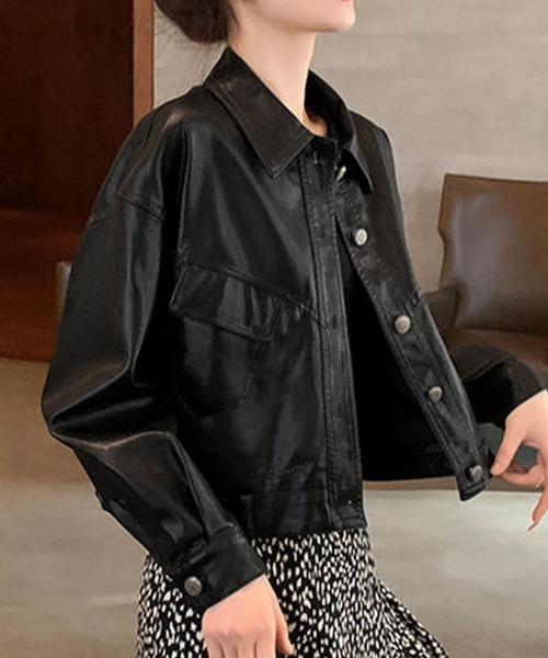 Miniministore（ミニミニストア）の「ライダースジャケット レディース革ジャン（ライダースジャケット・レディース・ブラック/ブラウン・L）」の3枚目の写真