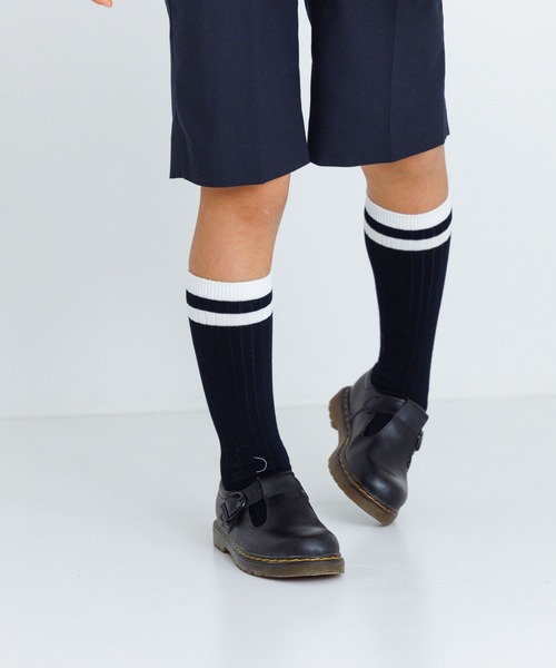 LOWRYS FARM(ローリーズファーム)の「リブラインハイソックス 991391(ソックス/靴下・キッズ・ホワイト/ネイビー・MEDIUM/LARGE)」の1枚目の写真