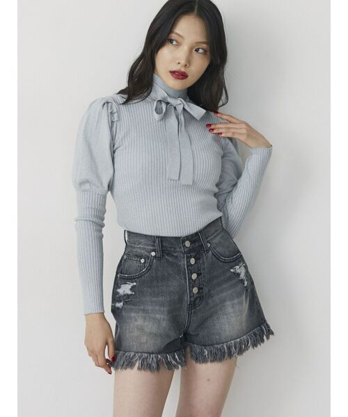 jouetie（ジュエティ）の「ダメージデニムショートパンツ（デニムパンツ・レディース・ブラック/ブルー・SMALL/MEDIUM）」の3枚目の写真