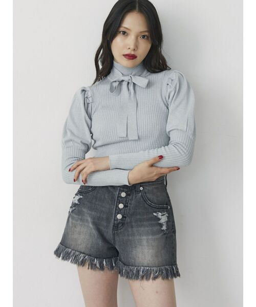 jouetie（ジュエティ）の「ダメージデニムショートパンツ（デニムパンツ・レディース・ブラック/ブルー・SMALL/MEDIUM）」の4枚目の写真