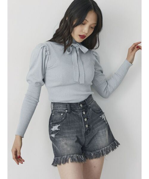 jouetie（ジュエティ）の「ダメージデニムショートパンツ（デニムパンツ・レディース・ブラック/ブルー・SMALL/MEDIUM）」の5枚目の写真