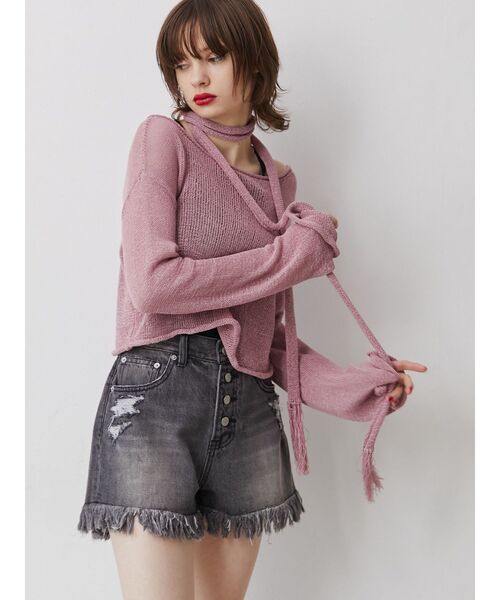 jouetie（ジュエティ）の「ダメージデニムショートパンツ（デニムパンツ・レディース・ブラック/ブルー・SMALL/MEDIUM）」の13枚目の写真