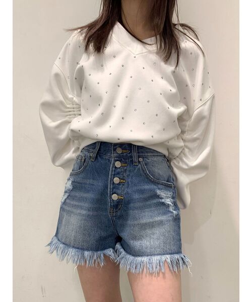 jouetie（ジュエティ）の「ダメージデニムショートパンツ（デニムパンツ・レディース・ブラック/ブルー・SMALL/MEDIUM）」の15枚目の写真