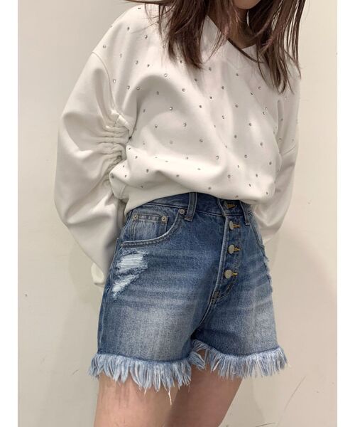 jouetie（ジュエティ）の「ダメージデニムショートパンツ（デニムパンツ・レディース・ブラック/ブルー・SMALL/MEDIUM）」の16枚目の写真