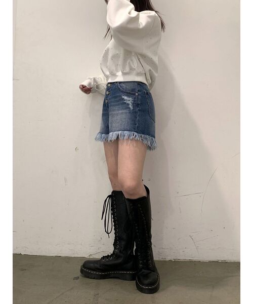 jouetie（ジュエティ）の「ダメージデニムショートパンツ（デニムパンツ・レディース・ブラック/ブルー・SMALL/MEDIUM）」の18枚目の写真