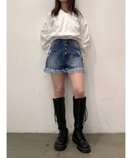 jouetie（ジュエティ）の「ダメージデニムショートパンツ（デニムパンツ・レディース・ブラック/ブルー・SMALL/MEDIUM）」の19枚目の写真