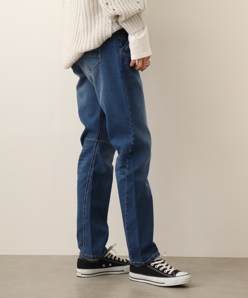 atONE（アットワン）の「atONE ニットデニム切り替えパンツ（デニムパンツ・レディース・ワンウォッシュ/ネイビー/ブルー・LL/4L/3L/L/M）」の11枚目の写真