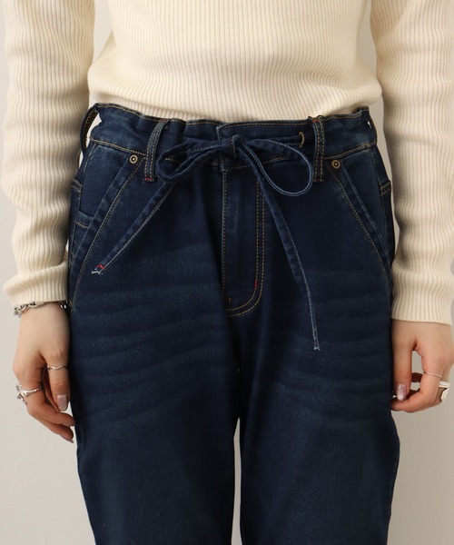 atONE（アットワン）の「atONE ニットデニム切り替えパンツ（デニムパンツ・レディース・ワンウォッシュ/ネイビー/ブルー・LL/4L/3L/L/M）」の22枚目の写真