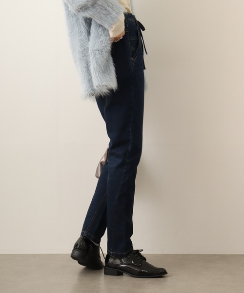 atONE（アットワン）の「atONE ニットデニム切り替えパンツ（デニムパンツ・レディース・ワンウォッシュ/ネイビー/ブルー・LL/4L/3L/L/M）」の6枚目の写真