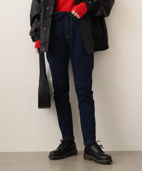 atONE（アットワン）の「atONE ニットデニム切り替えパンツ（デニムパンツ・レディース・ワンウォッシュ/ネイビー/ブルー・LL/4L/3L/L/M）」の14枚目の写真