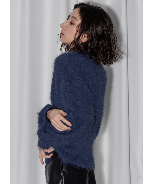 stone archive コットンニット　ブルー 片畦 クルーネックプルオーバーニット（H1N16446＿＿