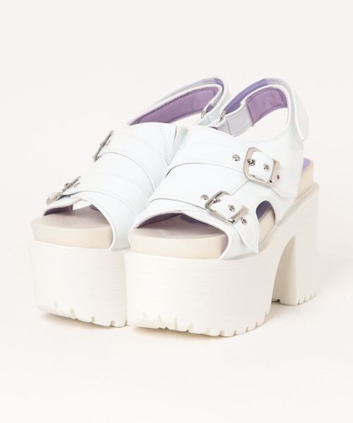 YOSUKE(ヨースケ)の「「YOSUKE/ヨースケ」厚底ベルティッドサンダル(サンダル・レディース・ブラック/アイボリー/レオパード/ホワイト・S/M/L/LL)」の2枚目の写真