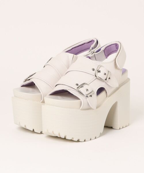 YOSUKE(ヨースケ)の「「YOSUKE/ヨースケ」厚底ベルティッドサンダル(サンダル・レディース・ブラック/アイボリー/レオパード/ホワイト・S/M/L/LL)」の1枚目の写真