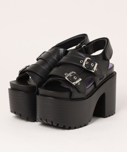 YOSUKE(ヨースケ)の「「YOSUKE/ヨースケ」厚底ベルティッドサンダル(サンダル・レディース・ブラック/アイボリー/レオパード/ホワイト・S/M/L/LL)」の3枚目の写真