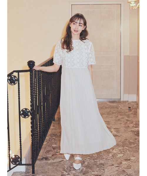 earth music&ecology（アースミュージックアンドエコロジー）の「SET2点　オーガンジー刺繍+プリーツワンピース（ワンピース・レディース・ブラック/ピンク/ベージュ/ミント・FREE）」の7枚目の写真