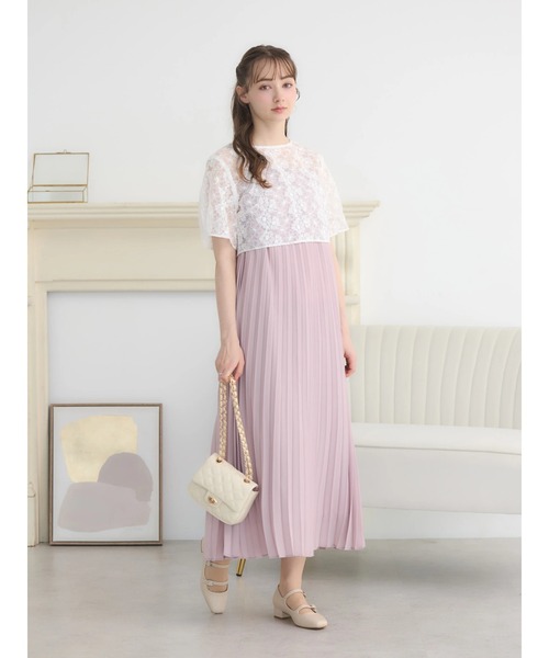 earth music&ecology（アースミュージックアンドエコロジー）の「SET2点　オーガンジー刺繍+プリーツワンピース（ワンピース・レディース・ブラック/ピンク/ベージュ/ミント・FREE）」の21枚目の写真