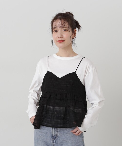 N.(N. Natural Beauty Basic)(エヌエヌナチュラルビューティーベーシック)の「◆シアーペプラムキャミトップ(キャミソール・レディース・ブラック/グレー・MEDIUM)」の9枚目の写真