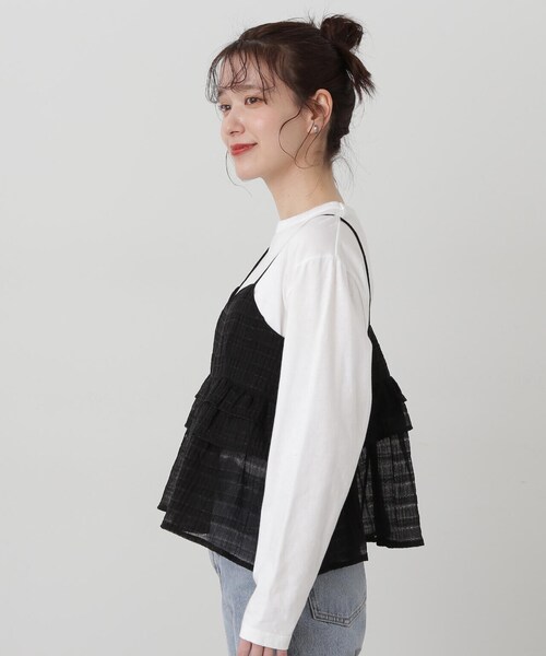 N.(N. Natural Beauty Basic)(エヌエヌナチュラルビューティーベーシック)の「◆シアーペプラムキャミトップ(キャミソール・レディース・ブラック/グレー・MEDIUM)」の10枚目の写真