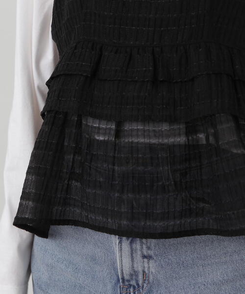 N.(N. Natural Beauty Basic)(エヌエヌナチュラルビューティーベーシック)の「◆シアーペプラムキャミトップ(キャミソール・レディース・ブラック/グレー・MEDIUM)」の14枚目の写真