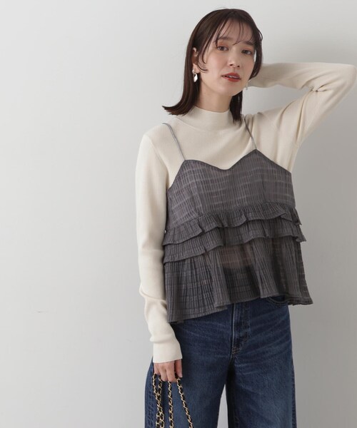 N.(N. Natural Beauty Basic)(エヌエヌナチュラルビューティーベーシック)の「◆シアーペプラムキャミトップ(キャミソール・レディース・ブラック/グレー・MEDIUM)」の17枚目の写真