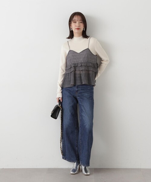 N.(N. Natural Beauty Basic)(エヌエヌナチュラルビューティーベーシック)の「◆シアーペプラムキャミトップ(キャミソール・レディース・ブラック/グレー・MEDIUM)」の18枚目の写真