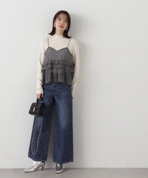 N.(N. Natural Beauty Basic)(エヌエヌナチュラルビューティーベーシック)の「◆シアーペプラムキャミトップ(キャミソール・レディース・ブラック/グレー・MEDIUM)」の19枚目の写真
