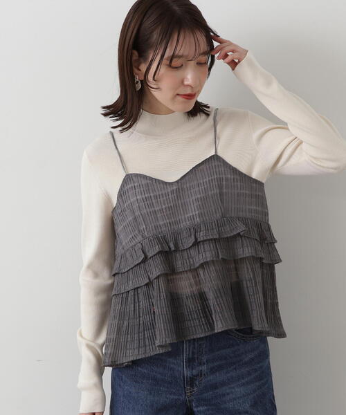 N.(N. Natural Beauty Basic)(エヌエヌナチュラルビューティーベーシック)の「◆シアーペプラムキャミトップ(キャミソール・レディース・ブラック/グレー・MEDIUM)」の15枚目の写真