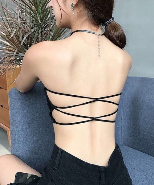 SHEPP（シープ）の「バッククロス チューブトップ/カップ付き ベアトップ（チューブトップ・レディース・ホワイト/ブラック/グレー・FREE）」の7枚目の写真