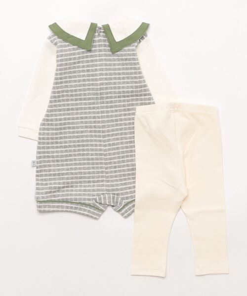 moimoln（モイモルン）の「【2点セット】襟ポイントチェックカバーオール＆レギンス（ロンパース・キッズ・グレー・90cm/80ｃｍ/70cm）」の2枚目の写真