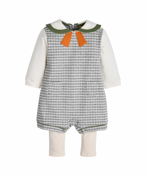 moimoln（モイモルン）の「【2点セット】襟ポイントチェックカバーオール＆レギンス（ロンパース・キッズ・グレー・90cm/80ｃｍ/70cm）」の9枚目の写真