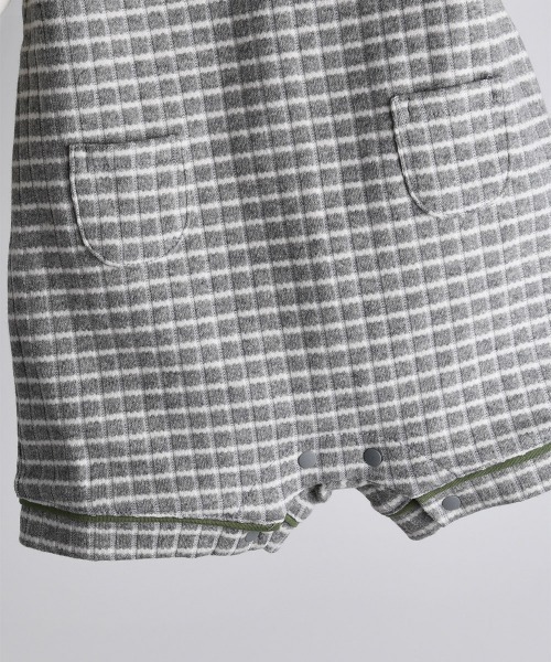 moimoln（モイモルン）の「【2点セット】襟ポイントチェックカバーオール＆レギンス（ロンパース・キッズ・グレー・90cm/80ｃｍ/70cm）」の6枚目の写真