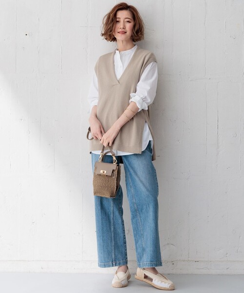 23区(ニジュウサンク)の「【洗える】コットンコード ニットベスト(ニット/セーター・レディース・ブラック系/アイボリー系/ブラウン系・38)」の10枚目の写真