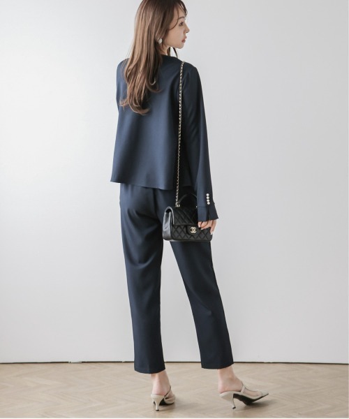 美品　シップス セレモニー　セットアップパールモチーフブラウス　ネイビー36 美品 シップス セレモニー セットアップパールモチーフブラウス