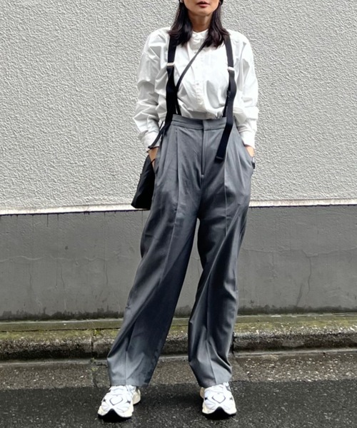 TRツイルサスペンダー付きワイドパンツ（その他パンツ）｜y/m by Yukie（イムバイユキエ）