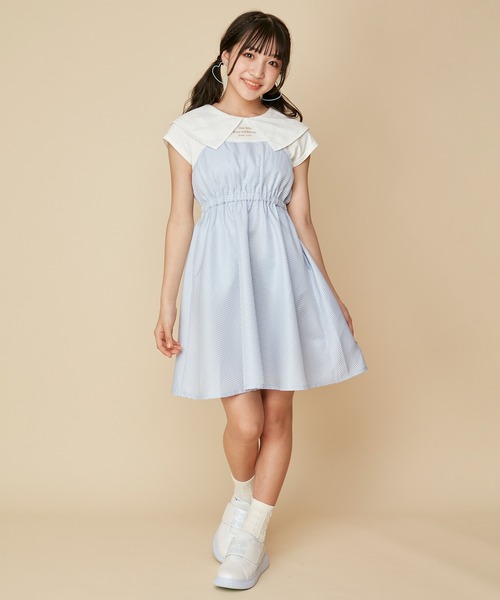 専用✧ジェニィラブ✧新品✧ドッキングチェックワンピ130サックス 専用✧ジェニィラブ✧新品✧ドッキングチェックワンピ130