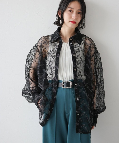 HARE（ハレ）の「アソートラメシアーガラシャツ(HARE)（シャツ/ブラウス・レディース・ブラック/ブラック系その他・FREE）」の8枚目の写真