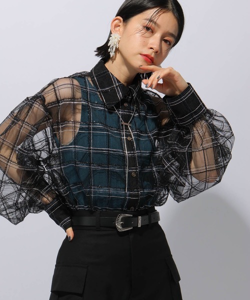 HARE（ハレ）の「アソートラメシアーガラシャツ(HARE)（シャツ/ブラウス・レディース・ブラック/ブラック系その他・FREE）」の13枚目の写真