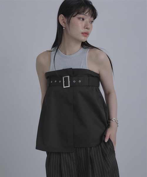 miette（ミエット）の「2wayツイルビスチェ（チューブトップ・レディース・チャコール/ブラック・FREE）」の5枚目の写真