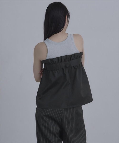 miette（ミエット）の「2wayツイルビスチェ（チューブトップ・レディース・チャコール/ブラック・FREE）」の6枚目の写真