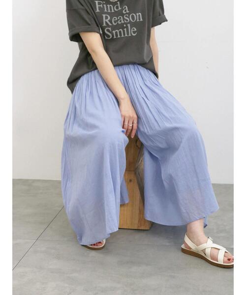 Samansa Mos2 blue(サマンサモスモスブルー)の「ボイルギャザースカーチョ(その他パンツ・レディース・ブルー/グリーン/シルバーグレー/ブラック・F)」の5枚目の写真