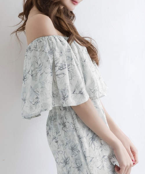 Julia Boutique(ジュリアブティック)の「柄&無地フリルオフショルマーメイドワンピース/24055(ワンピース・レディース・ホワイト/ホワイト系/ブラック・ONE)」の15枚目の写真